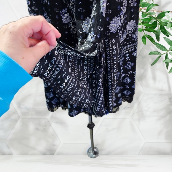 Style & Co Bohemian Floral Patterned Geo-Print Lace-Hem Peasant Top - Picture 9 of 16